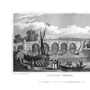 Kingston Bridge, London, 1829. Artist: J Rogers