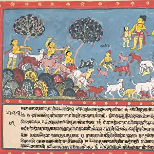 Krishna, Balarama, and the Cowherders... from a Dispersed Bhagavata Purana... 1800-1825