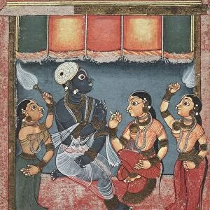 Krishna with Radha and Two Attendants (recto); Jagannath, Subhadra and Balarama