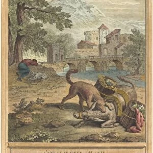 L ane et le chien (The Donkey and the Dog), published 1756. Creator: Michel Aubert