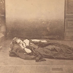 [La Comtesse Reclining in Dark Dress with Chain Around Neck], 1861-65
