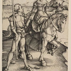 The Lady on Horseback and the Lansquenet, ca. 1497. Creator: Albrecht Durer