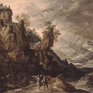 Landscape with Tobias and the Angel. Artist: Keuninck, Kerstiaen, de (ca. 1560-1633)
