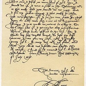 Letter from Francis Bacon to Sir John Puckering, 28th July 1595. Artist: Sir Francis Bacon
