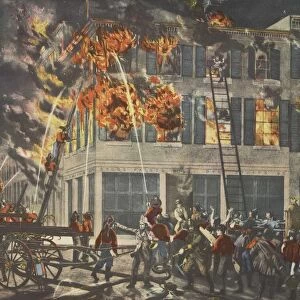 The Life of a Fireman - The Ruins, pub. 1854, Currier & Ives (Colour Lithograph)
