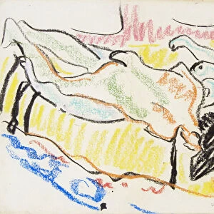 Love couple in studio (Two Nudes), 1908-1909. Artist: Kirchner, Ernst Ludwig (1880-1938)