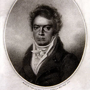Ludwig Van Beethoven (1770-1827), German composer, drawing by Luis Letrenne en 1814