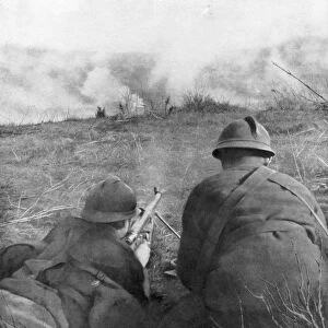 Machine gunners at the edge of Hangard Wood, Picardy, France, 28 April 1918, (1926)