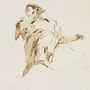 Male(?) Figure Seen from Below, c. 1740s. Creator: Giovanni Battista Tiepolo (Italian, 1696-1770)