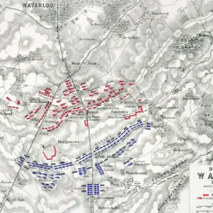 Map of the Battle of Waterloo, 18th June 1815 (19th century)