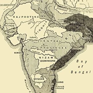 Map of India, Showing the British Possessions in 1780, 1800, and at the Present Time, 1890