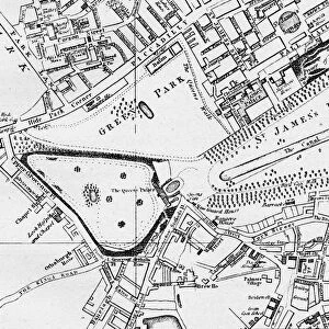 Map of St James Park and Green Park in 1800, c1833 (1911). Artist: William Schmollinger