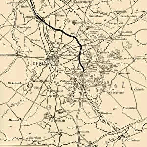 Map of Ypres, West Flanders, Belgium, First World War, (c1920). Creator: Unknown