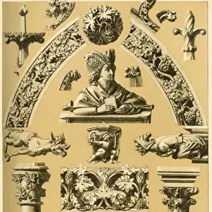 Medieval architectural ornament and sculpture, (1898). Creator: Unknown