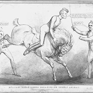 Military Rough-Riders Breaking an Unruly Animal, 1833. Creator: John Doyle