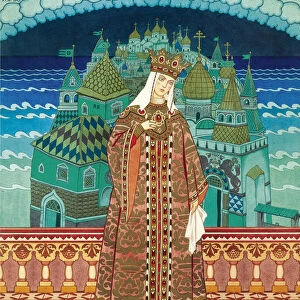 Militrissa. Costume design for the opera The Tale of Tsar Saltan by N. Rimsky-Korsakov. Artist: Bilibin, Ivan Yakovlevich (1876-1942)