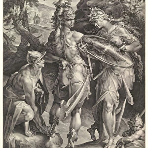 Minerva and Mercury Arming Perseus, 1604. Creators: Bartholomeus Spranger, Jan Muller