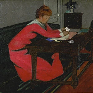 Misia at her desk, 1897. Artist: Vallotton, Felix Edouard (1865-1925)