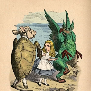 The Mock Turtle, Alice and The Gryphon, 1889. Artist: John Tenniel