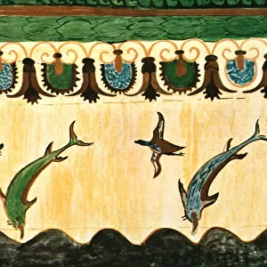Mural frieze in the Tomb of the Lionesses (Tomba delle Leonesse), Tarquinia, Italy, (1928)
