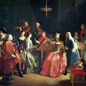 Musical Evening, oil on canvas by Miguel Angel Houasse