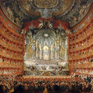 Musical feast given by the cardinal de La Rochefoucauld in the Teatro Argentina in Rome in 1747. Artist: Panini, Giovanni Paolo (1691-1765)