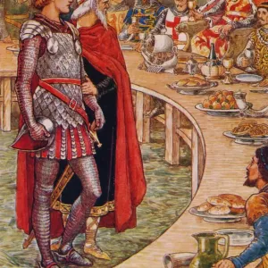 Walter Crane's 1911 Print: Sir Galahad at King Arthur's Court Walter Crane's 1911 Print: Sir Galahad at King Arthur's Court