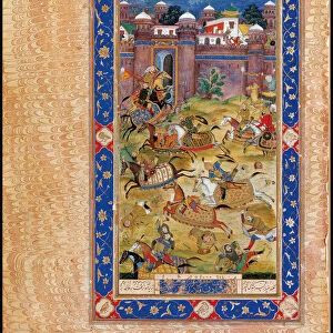 Nariman Kills the Son of the Khaqan of China. From The Garshaspnama epic by Asadi Tusi. Artist: Indian Art