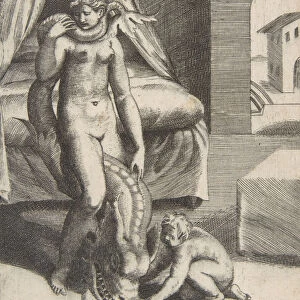 Neptune and Melanthe, from The Loves of the Gods, ca 1531-76. Creator: Giulio Bonasone