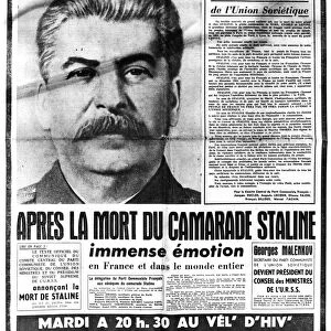 News of Stalins death, 7th March, 1953