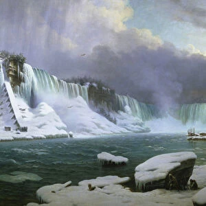 Niagara Falls in Winter. Artist: Sebron, Hippolyte (1801-1879)