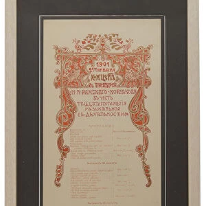 Nikolai Rimsky-Korsakovs Concert programme to celebrate of the 35th work anniversary, 1901