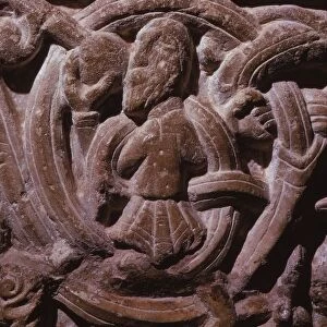 Detail of Norman Font, in 12th century Church within Porchester Castle, Hampshire, 20th century. Artist: CM Dixon