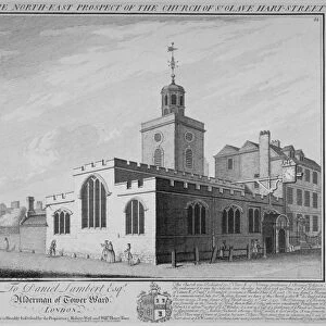 North-east prospect of the Church of St Olave, Hart Street, City of London, 1736