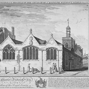 North-east view of the Church of St Botolph Aldersgate, City of London, 1740. Artist