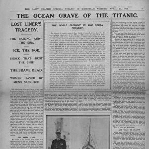 The Ocean Grave of the Titanic, and photograph of Captain Edward Smith, April 20, 1912