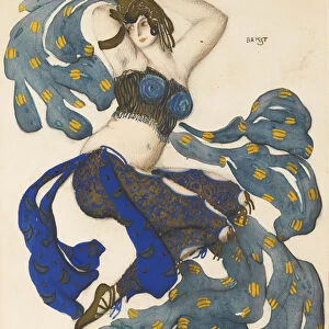 Odalisque. Costume design for the ballet Sheherazade by N. Rimsky-Korsakov. Artist: Bakst, Leon (1866-1924)