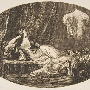 Odalisque reclining in a harem, from "Titres de Romance", 1857