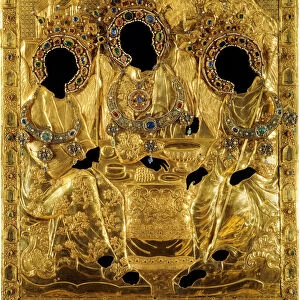 Oklad Cover for the Holy Trinity icon by Andrei Rublev, 1600-1625. Artist: Ancient Russian Art