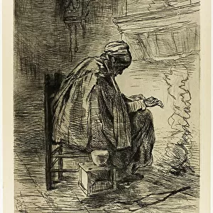 Old Woman Warming her Hands, 1883. Creator: Jozef Israels