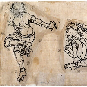 Two Oni (Demons), 1830-1839. Creator: Hokusai, Katsushika (1760-1849)