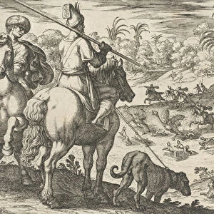Ostrich Hunt, from Hunting Scenes VI, 1609. Creator: Antonio Tempesta