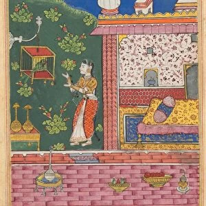 Page from Tales of a Parrot (Tuti-nama): Thirtieth night: The parrot addresses Khujasta
