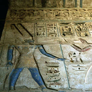 Painted relief, temple of Rameses III, Medinet Habu, Egypt, 12th century BC