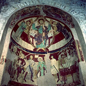 Paintings of the apse of the church of Santa Maria de Terrassa with Pantocrator