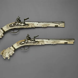 Pair of Flintlock Pistols, Mstricht, 1660 / 70. Creator: Unknown