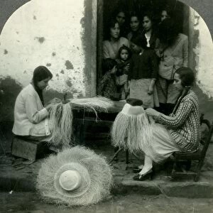 Panama Hats are Woven in the Cool of the Morning and Evening. Tabacunda, Ecuador, c1930s