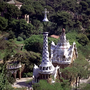 Partial view of the entrance to Park Güell, designed by Antoni Gaudi between 1900 / 14