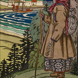 Peasant Girl. Illustration to the book Contes de l Isba, 1931. Artist: Bilibin, Ivan Yakovlevich (1876-1942)