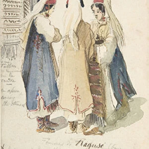 Peasant Women from Ragusa, 1848-1866. Creator: Edward Lear